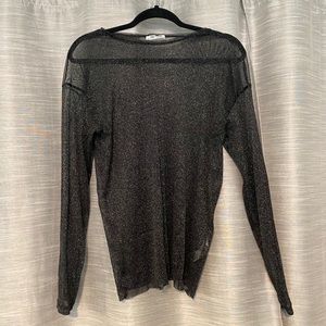 Zara Long Sleeve Mesh Glitter Top